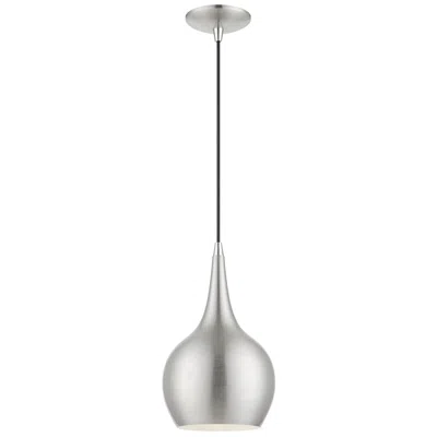Livex Lighting Andes 1 Light Brushed Nickel Mini Pendant With Polished Chrome Accents
