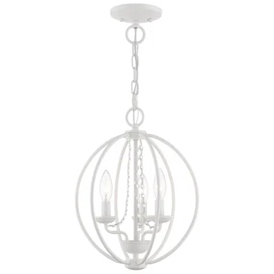 Livex Lighting Arabella 3 Light White Globe Convertible Mini Chandelier Or Semi-flush