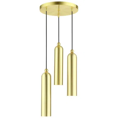 Livex Lighting Ardmore 3 Light Satin Brass Pendant In Multi