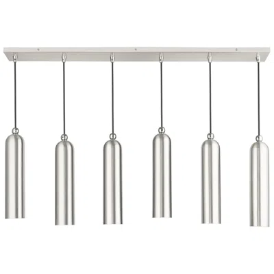 Livex Lighting Ardmore 6 Light Brushed Nickel Linear Pendant In Silver
