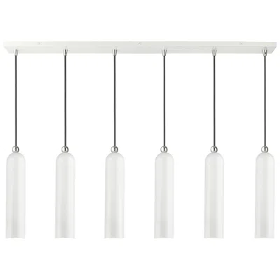 Livex Lighting Ardmore 6 Light Shiny Linear Pendant In White