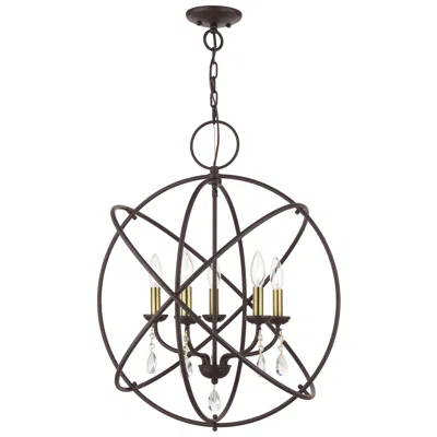 Livex Lighting Aria 5 Light Bronze Chandelier In Black