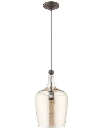 Livex Lighting Art Glass 1 Lt English Bronze Mini Pendant In Metallic