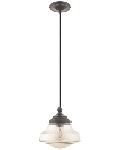 Livex Lighting Art Glass 1 Lt English Bronze Mini Pendant In Black