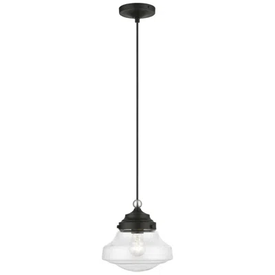 Livex Lighting Avondale 1 Light Black With Brushed Nickel Accent Mini Pendant