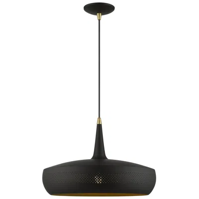 Livex Lighting Banbury 1 Light Black Pendant With Antique Brass Accents