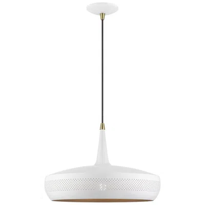 Livex Lighting Banbury 1 Light White Pendant With Antique Brass Accents