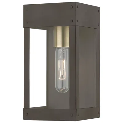 Livex Lighting Barrett 1 Light Bronze With Antique Brass Candle Outdoor Wall Lantern