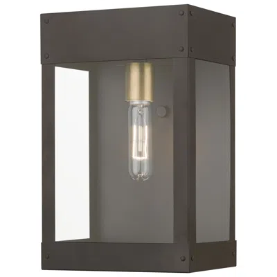 Livex Lighting Barrett 1 Light Bronze With Antique Brass Candle Outdoor Wall Lantern