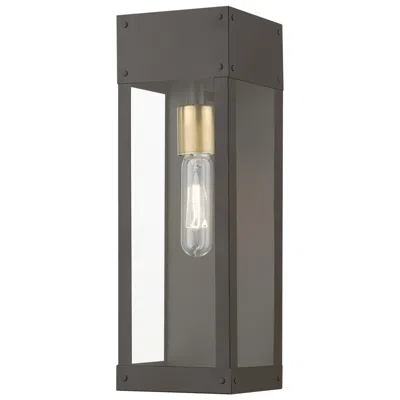 Livex Lighting Barrett 1 Light Bronze With Antique Brass Candle Outdoor Wall Lantern