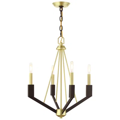 Livex Lighting Beckett 4 Light Satin Brass Mini Chandelier