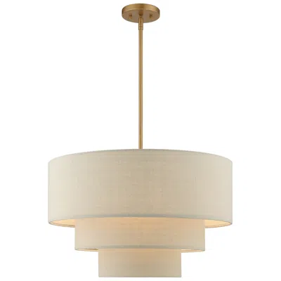 Livex Lighting Bellingham 23"w Antique Gold Leaf 3-tier Drum Pendant Light