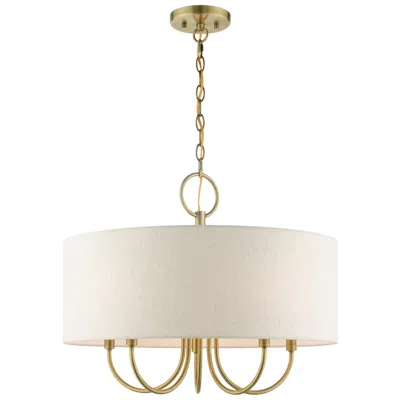 Livex Lighting Blossom 22" Wide Antique Brass 5-light Drum Chandelier