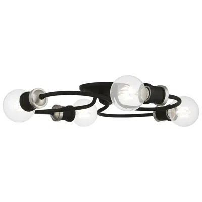 Livex Lighting Bromley 4 Light Black With Brushed Nickel Accents Large Flush Mount