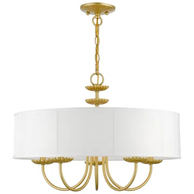 Livex Lighting Brookdale 23" Soft Gold 5-light Drum Shade Chandelier