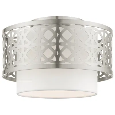 Livex Lighting Calinda 1 Light Brushed Nickel Semi Flush