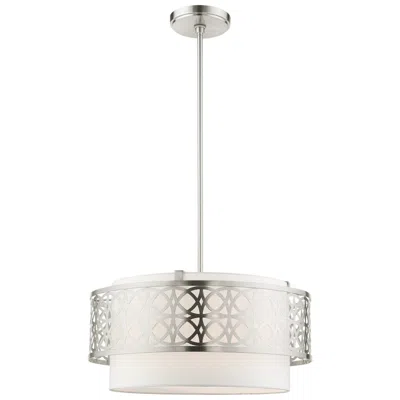 Livex Lighting Calinda 4 Light Brushed Nickel Pendant Chandelier