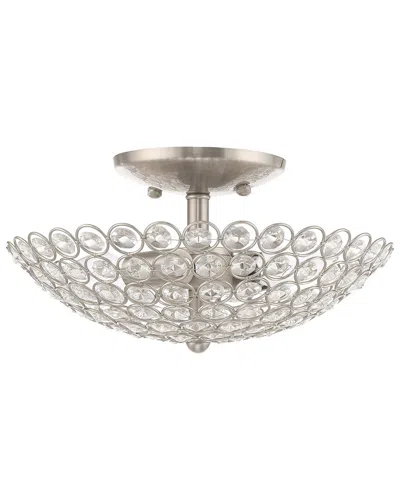 Livex Lighting Cassandra 2 Lt Brushed Nickel Ceiling Mount In Animal Print