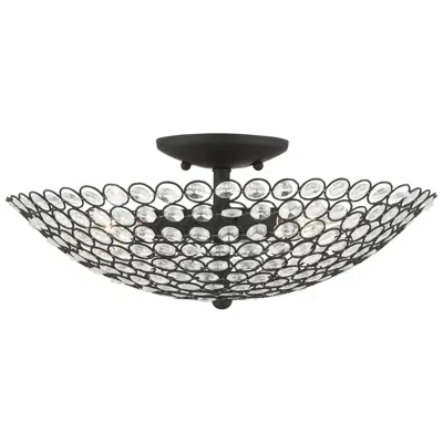 Livex Lighting Cassandra 3 Light Black Semi Flush