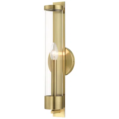 Livex Lighting Castleton 18"h Antique Brass And Cylinder Glass Wall Sconce