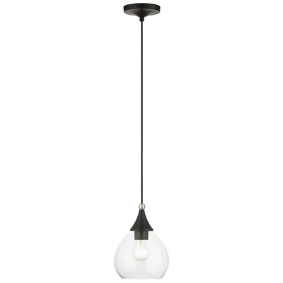 Livex Lighting Catania 1 Light Black With Brushed Nickel Accents Mini Pendant