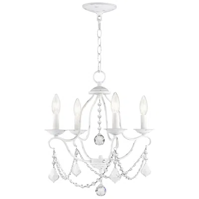 Livex Lighting Chesterfield 18-in 4-light Antique White Vintage Candle Chandelier