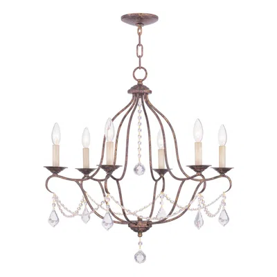 Livex Lighting Chesterfield 25-in 6-light Venetian Golden Bronze Vintage Candle Chandelier