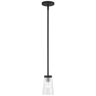 Livex Lighting Cityview 1 Light Black Mini Pendant With Brushed Nickel Accents