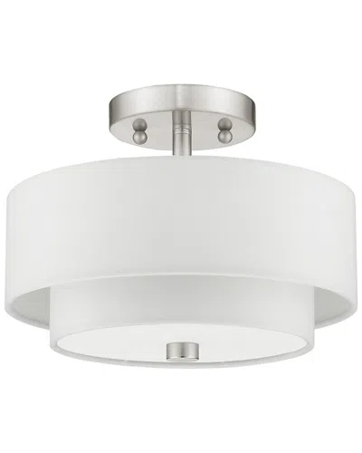 Livex Lighting Claremont 2-light Brushed Nickel Ceiling Mount In White