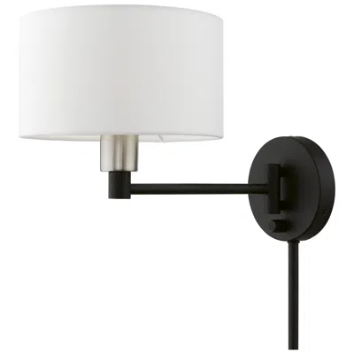 Livex Lighting Colman Black With Brushed Nickel Swing Arm Wall Lamp