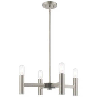 Livex Lighting Copenhagen 4 Light Brushed Nickel Mini Chandelier In Silver