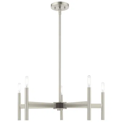 Livex Lighting Copenhagen 5 Light Brushed Nickel Chandelier In Gray