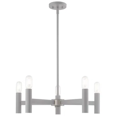 Livex Lighting Copenhagen 5 Light Nordic Gray Chandelier In Silver