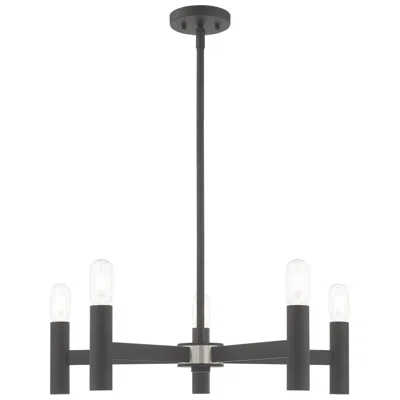 Livex Lighting Copenhagen 5 Light Scandinavian Gray Chandelier In Black