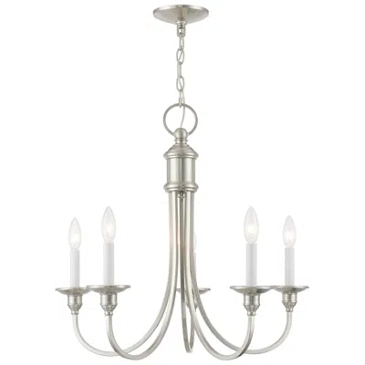 Livex Lighting Cranford 24-in 5-light Brushed Nickel Candle Chandelier