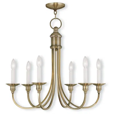 Livex Lighting Cranford 26-in 6-light Antique Brass Candle Chandelier In Gold