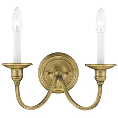 Livex Lighting Cranford 2-light Antique Brass Candle Wall Sconce In Gold