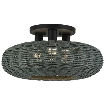 Livex Lighting Deluna 3 Light Black Large Semi-flush