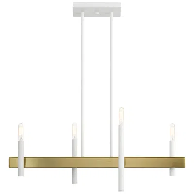 Livex Lighting Denmark 4 Light White Linear Chandelier