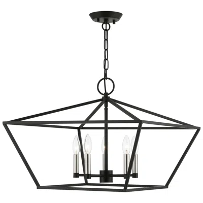 Livex Lighting Devone 5 Light Black Chandelier With Brushed Nickel Accents