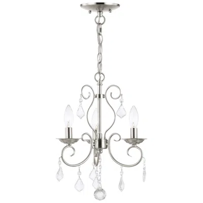 Livex Lighting Donatella 12-in 3-light Brushed Nickel Vintage Candle Chandelier In Gray