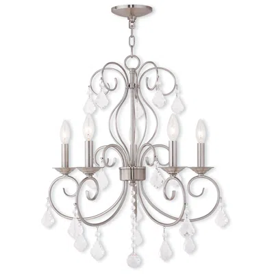 Livex Lighting Donatella 22.375-in 5-light Brushed Nickel Williamsburg Candle Chandelier
