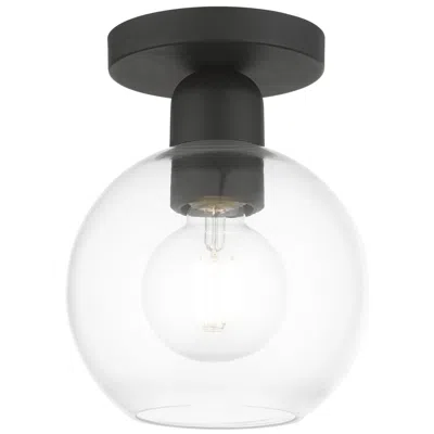 Livex Lighting Downtown 1 Light Black Sphere Semi-flush