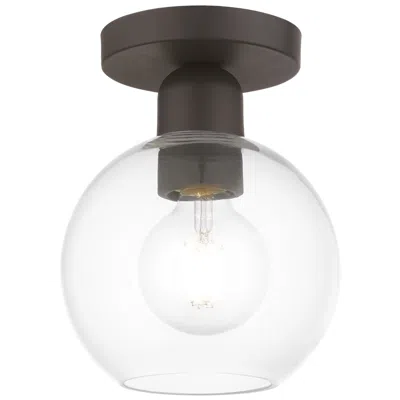 Livex Lighting Downtown 1 Light Bronze Sphere Semi-flush