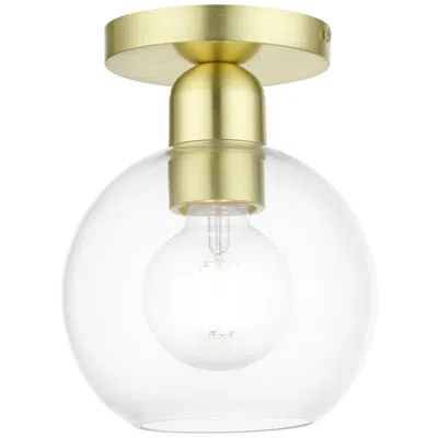 Livex Lighting Downtown 1 Light Satin Brass Sphere Semi-flush