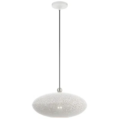 Livex Lighting Dublin 16" Wide Modern White Metal Oval Pendant Light