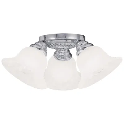 Livex Lighting Edgemont 14.75-in W Chrome Alabaster Glass Semi-flush Mount Light In White