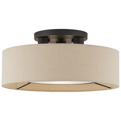 Livex Lighting Ellsworth 3 Light Bronze Large Semi-flush In Brown
