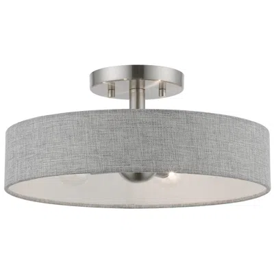 Livex Lighting Elmhurst 22" 4-light Nickel Gray Drum Ceiling Light