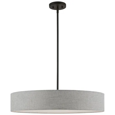 Livex Lighting Elmhurst 26" Wide 5-light Black Gray Drum Pendant